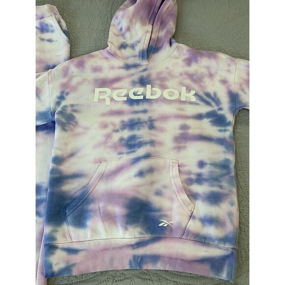 Reebook Girls Sz 12 Hooded Sweatshirt And Pants Pink Tie Dye Pockets LS Set - Picture 2 of 13